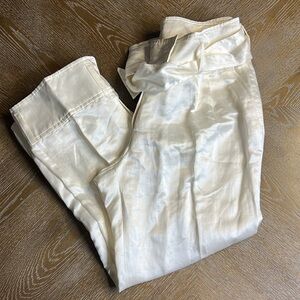 VIKTOR & ROLF Ivory Silk/Linen Blend Crop Pant 40